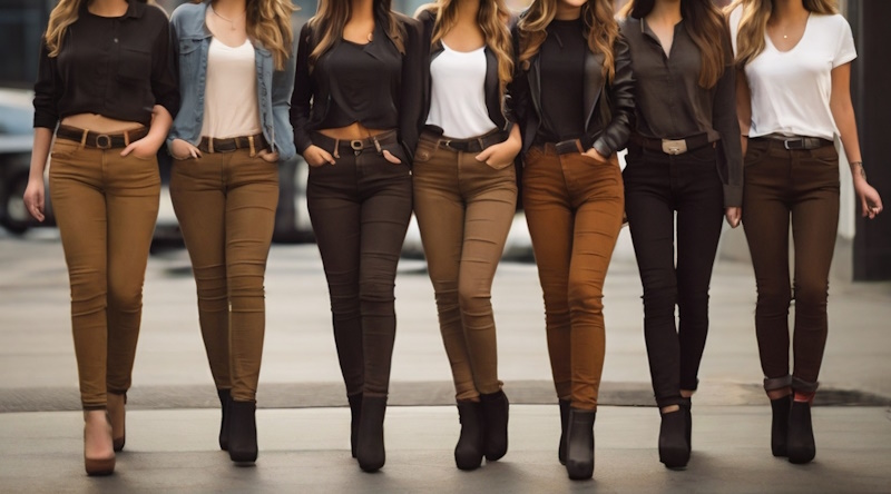 девушки в коричневых джинсах