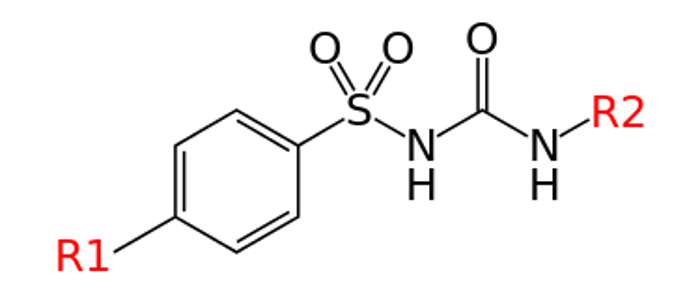 Структурная формула центрального сегмента сульфаниламидных препаратов
