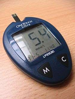 Глюкометр, прибор для самоконтроля уровня глюкозы крови.
