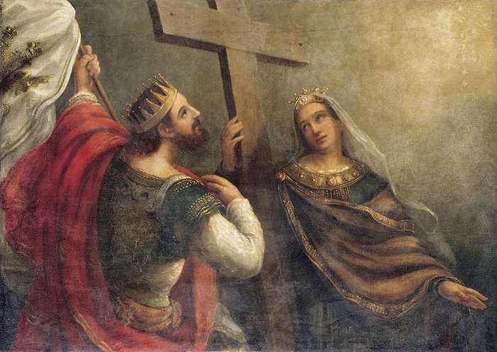 Святые Константин и Елена вокруг Животворящего Креста Господня. (Картина В. К. Сазонова, XIX век)