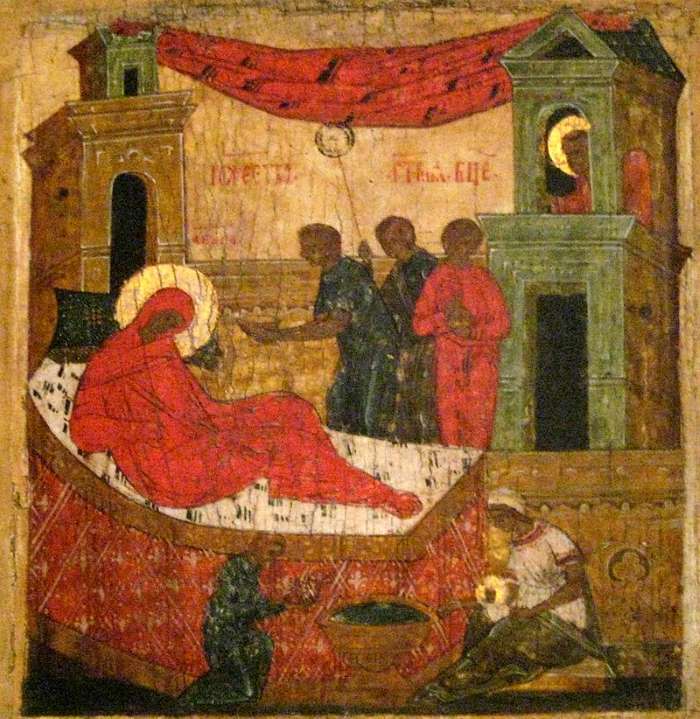 Рождество Богородицы, псковская икона XVI-XVII веков