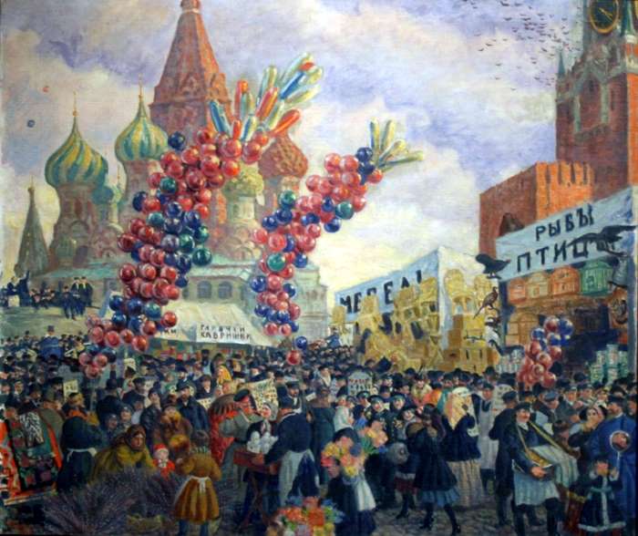 Вербный торг на Красной площади. Б. Кустодиев, 1917 г.