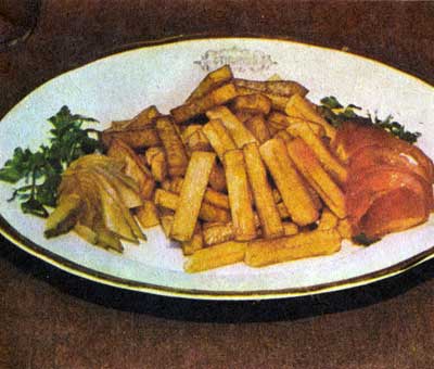 Картофель, жаренный во фритюре брусочками