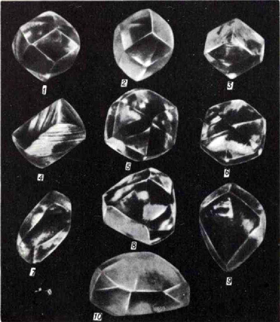 Алмазы додекаэдрической и кривогранной формы