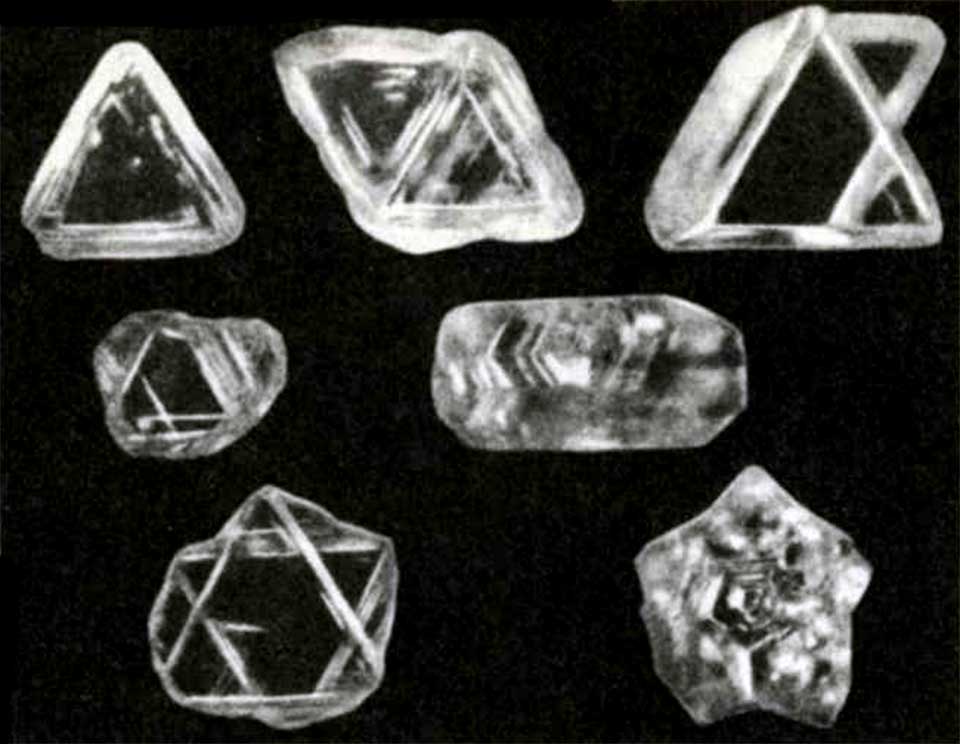 Двойники срастания кристаллов алмаза