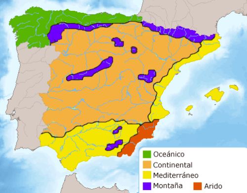 климатическая карта Испании