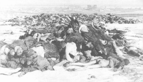 Место сбора трупов немецких солдат в Сталинграде, февраль 1943 г.