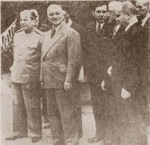 И. Сталин, Гарри Трумен, В. Молотов на Потсдамской конференции.